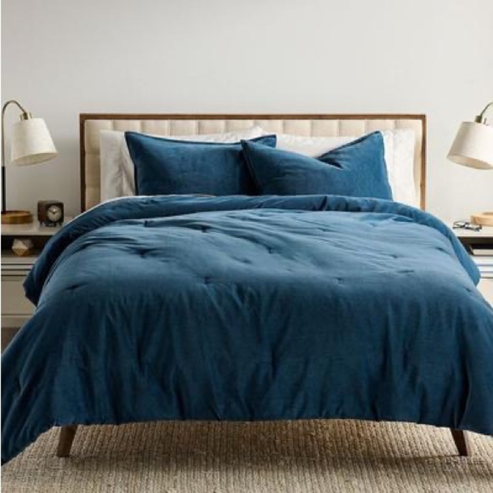 Sonoma Goods for Life Cotton Velvet Comforter Set with Shams, Blue, Full/Queen